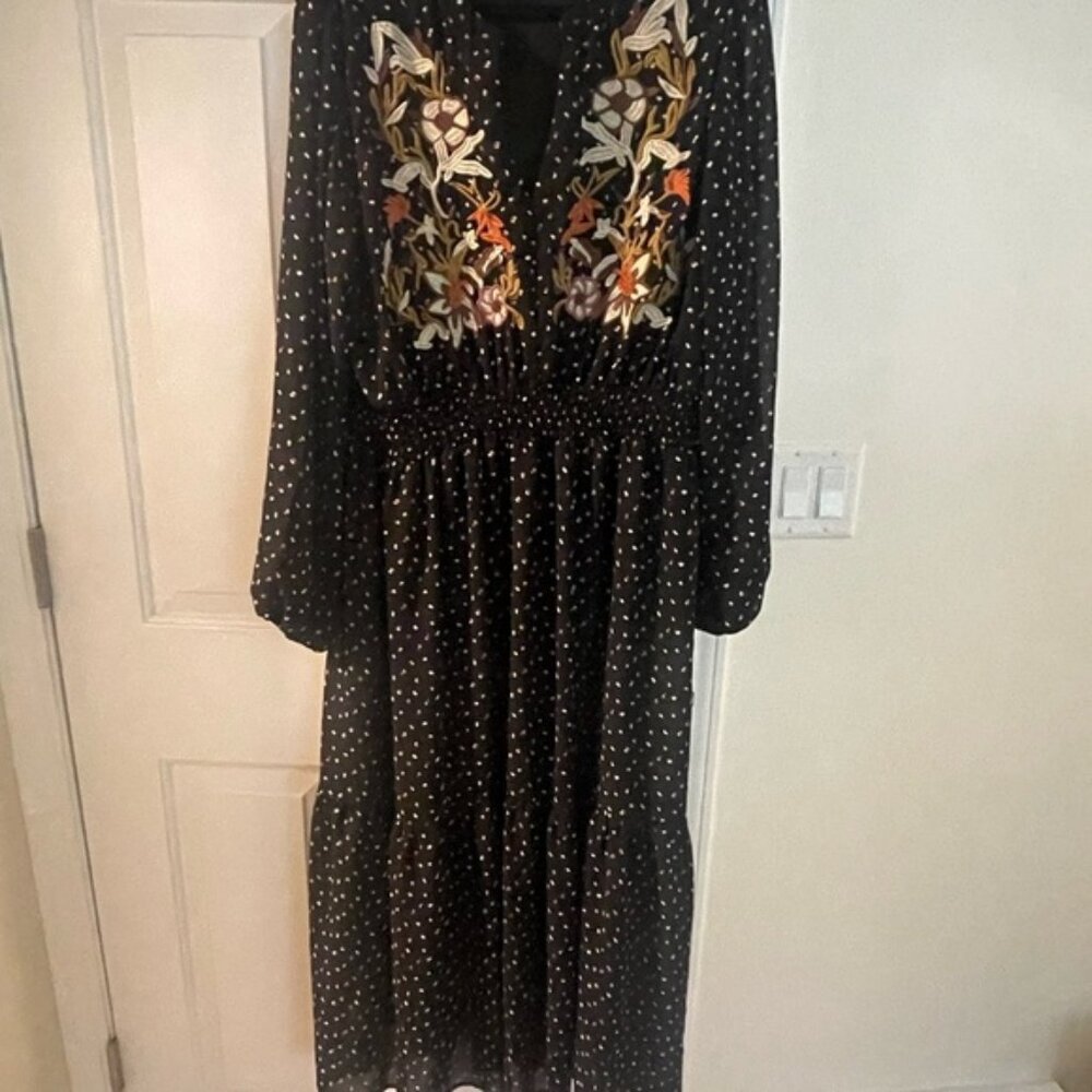 Black Maxi Dress with Embroidery